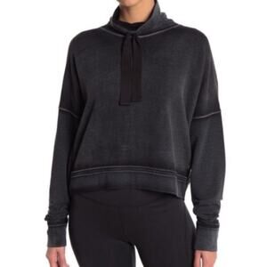 Free People Movement Lara Pullover Cowl Neck Sweatshirt Black Grey Small